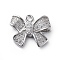 Brass Micro Pave Cubic Zirconia Pendants, Bowknot, Clear, Platinum, 14x17x3.5mm, Hole: 1.6mm