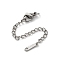 304 Stainless Steel Chain Extender, Oval, with Clasps & Charm, Stainless Steel Color, 74mm, Hole: 2.5mm