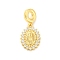 Brass Clear Cubic Zirconia European Dangle Pendants, Religion Large Hole Pendants, Real 16K Gold Plated, Cadmium Free & Lead Free, Oval, 24mm, Hole: 4.5mm, pendants: 17.5x12x3.5mm