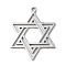 Non-Tarnish 304 Stainless Steel Pendants, Star of David Charms, Stainless Steel Color, 37.5x29.5x1.5mm, Hole: 2mm