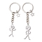 Alloy & Stainless Steel Keychain, with Iron Findings, Human with Star, Stainless Steel Color, 8.5cm, 2pcs/set