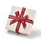 Cardboard Couple Ring Packaging Boxes, Jewelry Gift Case with Sponge Inside for Rings, Square with FireBrick Bowknot, Floral White, 7.45x7.5x2.2~2.65cm
