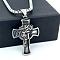 Greek Stainless Steel Vintage Religion Jesus Cross Pendant Necklaces for Men, Stainless Steel Color