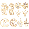 10Pcs 5 Style 201 Stainless Steel Pendants, Halloween Style, House & Spider Web & Coffin with Ghost, Real 18K Gold Plated, 27~45x20~32x1mm, Hole: 1.4~1.5mm, 2pcs/style