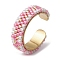 304 Stainless Steel Open Cuff Ring with Glass Seed Beaded, Triangle, US Size 6 1/2(16.9mm)