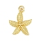 Rack Plating Brass Pendants, Long-Lasting Plated, Lead Free & Cadmium Free, with Jump Ring, Starfish Charms, Real 18K Gold Plated, 23x18x3mm