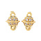 Brass Micro Pave Cubic Zirconia Connector Charms, Cadmium Free & Nickel Free & Lead Free, Planet, Real 18K Gold Plated, 8x6mm, Hole: 0.7mm
