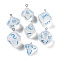 7 Styles Transparent Resin Polyhedral Dice Pendants Set, Multi-Sided Dice Charms with Platinum Plated Iron Loops, Mixed Shapes, Deep Sky Blue, 20~28x19~24x17~24mm, Hole: 2mm, 1pc/style, 7Pcs/set