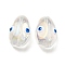 Transparent Glass Beads, with Enamel, Teardop with Evil Eye Pattern, White, 20.5x13x10mm, Hole: 1.2mm