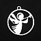 Non-Tarnish 201 Stainless Steel Pendants, Laser Cut, Ring with Angel, Stainless Steel Color, 22x20x1mm, Hole: 1.6mm