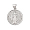 Rack Plating Brass Pendants, Cadmium Free & Lead Free, Planet, Round, Platinum, 21x18x1.5mm, Hole: 3x4mm
