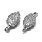 Anti-Tarnish Rhodium Plated 925 Sterling Silver Box Clasps, with 925 Stamp, with Cubic Zirconia, Oval, Clear, Platinum, 16.5x8x5.5mm, Hole: 1.5mm