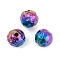 Textured 316 Surgical Stainless Steel Beads, Round, Ion Plating(IP), Rainbow Color, 7.5x8x8mm, Hole: 1.6mm