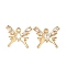 Brass Micro Pave Cubic Zirconia Pendants, Nickel Free, Butterfly, Real 18K Gold Plated, 14.5x18x4mm, Hole: 1.6mm