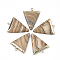 Electroplate Natural Picture Jasper Pendants, with Iron Findings, Triangle, Golden, 30~34x23x5~5.5mm, Hole: 1.6mm