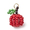 Handmade Glass Seed Beaded Apple Pendants, with 304 Stainless Steel Jump Ring , Cerise, 16x10mm, Hole: 2.8mm