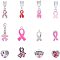 11Pcs 11 Styles Alloy Pendant, Awareness Ribbon, Mixed Color, 9.5~37x7.5~18x2~8.5mm, 1Pc/style