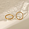 Simple Stainless Steel Double Rings Set for Women, Stylish and Non-fading Jewelry, Real 18K Gold Plated, Inner Diameter: 17mm
