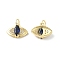 Brass Micro Pave Marine Blue Cubic Zirconia Charmss, with Jump Ring, Cadmium Free & Nickel Free & Lead Free, Horse Eye Charms, Real 18K Gold Plated, 11x14.5x4mm, Hole: 3mm