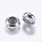 Brass Beads, with Rubber Inside, Slider Beads, Rondelle, Platinum, 8x4mm, Hole: 2mm