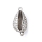 Brass Micro Pave Clear Cubic Zirconia Shell Shaped Links Connector Charms, Rack Plating, Long-Lasting Plated, Lead Free & Cadmium Free, Platinum, 18x8.5x5.5mm, Hole: 1~1.2mm