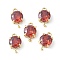 Brass Pave Cubic Zirconia Connector Charms, Rack Plating, Long-Lasting Plated, Cadmium Free & Lead Free, Real 18K Gold Plated, Round, 10.5x6x3.5mm, Hole 1: 1mm, Hole 2: 1.2mm