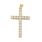 Brass Micro Pave Cubic Zirconia Pendants, Cross, Rack Plating, Cadmium Free & Lead Free, Long-Lasting Plated, Real 18K Gold Plated, 37.5x22.5x3mm, Hole: 4x3mm