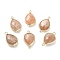 Natural Sunstone Links connectors, with Golden Tone Brass Findings, Teardrop, 22x12x5mm, Hole: 1.6mm
