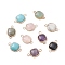 Natural & Synthetic Mixed Stone Links, with Nickel Free Brass Findings, Square, Golden, 21x13x5~5.5mm, Hole: 2.5mm