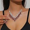 Horse Eye Alloy Rhinestone Necklaces & Stud Earring Sets for Women, Light Siam, 9.45 inch(240mm)