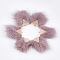 Faux Mink Fur Tassel Pendant Decorations, with Brass Findings, Light Gold, Rosy Brown, 40~42x20~30x5.5~7mm, Hole: 2mm