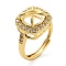 Rack Plating Square Brass Micro Pave Cubic Zirconia Adjustable Ring Components, 4 Claw Prong Ring Settings, Long-Lasting Plated, Golden, Tray: 8mm, Inner Diameter: 18mm