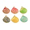 Brass Enamel Pendants, Shell Shape Charms, Rack Plating, Long-Lasting Plated, Cadmium Free & Lead Free, Real 18K Gold Plated, Mixed Color, 19x19.5x7mm, Hole: 1mm