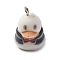Flocky Resin Pendants, Duck, with Platinum Iron Loop, Black, 25.5x19x21mm, Hole: 2mm