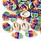 Printed Natural Cowrie Shell Beads, No Hole/Undrilled, Rainbow Style, Colorful, 18~21x12~15x7mm
