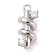 Brass Micro Pave Clear Cubic Zirconia Pendants, Cadmium Free & Nickel Free & Lead Free, Spiral, Real Platinum Plated, 16x7x6mm, Hole: 1.2mm