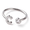 Brass Micro Pave Clear Cubic Zirconia Cuff Rings, Open Rings, Long-Lasting Plated, Platinum, Letter C, US Size 6, Inner Diameter: 17mm