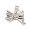 Rack Plating Brass Pendants, Long-Lasting Plated, Lead Free & Cadmium Free, Bowknot, Platinum, 19.5x27x6mm, Hole: 9x4mm