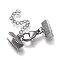 Tarnish Resistant 304 Stainless Steel Curb Chain Extender, with Lobster Claw Clasps and Ribbon Crimp Ends, Stainless Steel Color, 32mm long, Ribbon Ends: 12.5x7.5mm