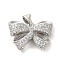 Brass Micro Pave Clear Cubic Zirconia Pendants, Cadmium Free & Lead Free, Bowknot, Platinum, 16x21.5x5mm, Hole: 5mm
