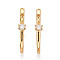 Brass Micro Pave Clear Cubic Zirconia Pendants, Nickle Free, Real 18K Gold Plated, 30.9x5x6.8mm, Hole: 1.2mm
