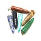 Natural & Synthetic Mixed Stone Pointed Pendants, with Stainless Steel Snap On Bails, Bullet, Stainless Steel Color, 43~44x10mm, Hole: 6x2.5mm