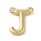 Rack Plating Brass Pendants, Long-Lasting Plated, Lead Free & Cadmium Free, Letter Charms, Real 18K Gold Plated, Letter J, 11x9x2mm, Hole: 1mm