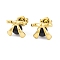 Ion Plating(IP) 304 Stainless Steel Enamel Stud Earrings for Women, Bowknot, Real 14K Gold Plated, 10x11mm