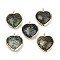 Natural African Turquoise(Jasper) Pendants, with Rack Plating Brass Heart Charms, Golden, 24.5x21.5x8mm, Hole: 2.2mm
