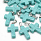 Dyed Synthetic Turquoise Pendants, with Stainless Steel Snap On Bails, Cross, 29~30x18~19x5~6mm, Hole: 6x4mm