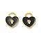 Alloy Enamel Pendants, Golden, Heart Padlock Charm, Black, 12.5x11x1mm, Hole: 3x4mm