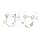 Brass Screw On Clip-on Earring Findings, Spiral Ear Clip, For Non-Pierced Ears, Silver Color Plated, 18x14x3mm, Hole: 1.6mm