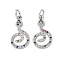 Brass Micro Pave Cubic Zirconia Pendants, Cadmium Free & Nickel Free & Lead Free, Snake Charms, with Jump Ring, Platinum, 17.5x9.5x3.5mm, Hole: 3mm