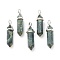 Natural Kambaba Jasper Pointed Pendants, with Platinum Tone Brass Findings, Bullet, 39.5x12x11.5mm, Hole: 4.5x2.8mm